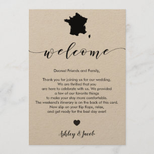 Programa Carta de bienvenida Boda de Francia e Itinerario