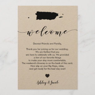 Programa Carta de bienvenida Boda e tinerario de Puerto Ric