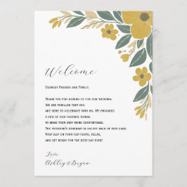 Programa Carta de bienvenida con Boda floral amarillo e tin