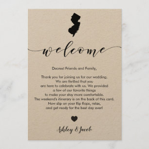 Programa Carta de bienvenida de Boda de Nueva Jersey y tarj