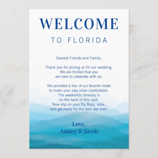 Programa Carta de bienvenida de Boda de olas oceánicas y ta (Anverso)
