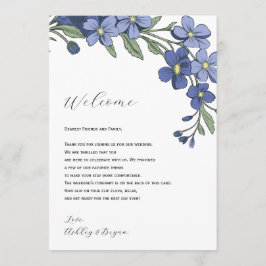 Programa Carta de bienvenida de Boda floral de perwinkle it