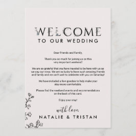 Programa Carta de bienvenida de tipografía floral e tinerar