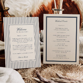 Programa Carta de bienvenida e itinerario de boda con raya