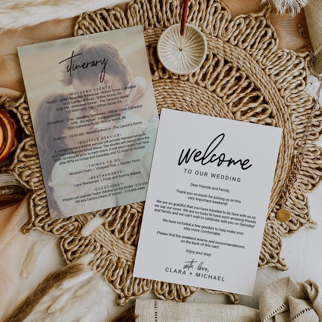 Programa Carta de bienvenida para boda con caligrafía capri (Subido por el creador)