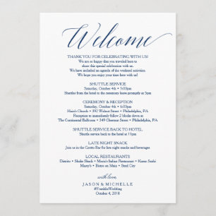 Programa Carta de bienvenida para itinerario de boda con gu