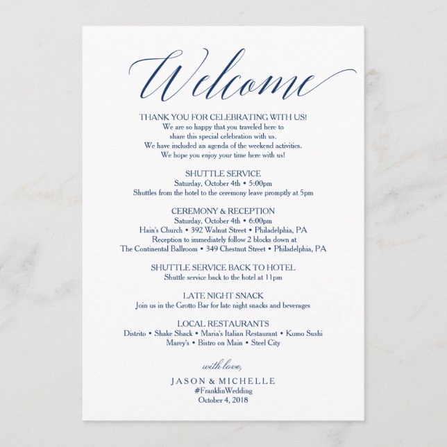 Programa Carta de bienvenida tineraria de Boda de guiones d (Anverso)