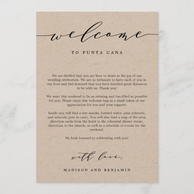 Programa Carta de bienvenida y bolsa de bienvenida para la  (Anverso)