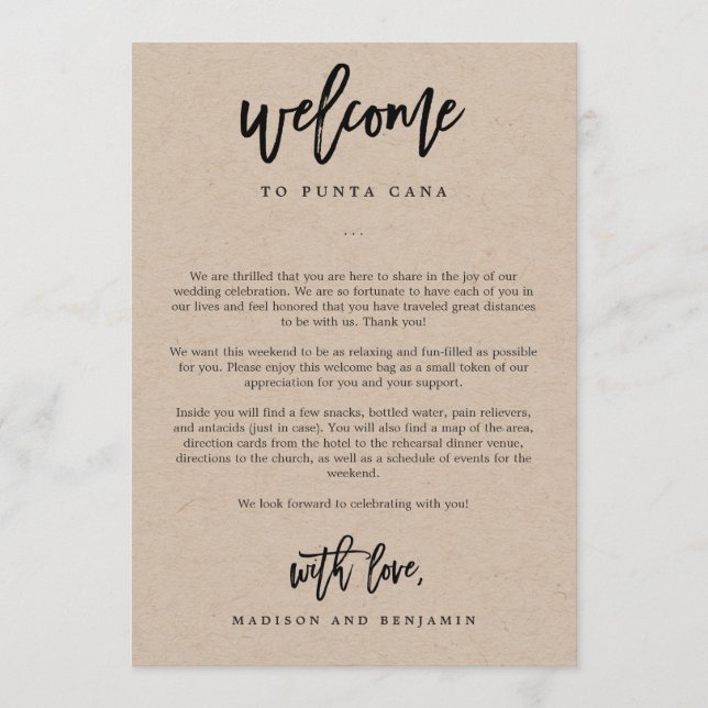 Programa Carta de bienvenida y bolso de bienvenida para Bod (Anverso)
