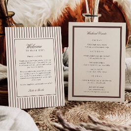 Programa Carta de bienvenida y itinerario de boda con franj