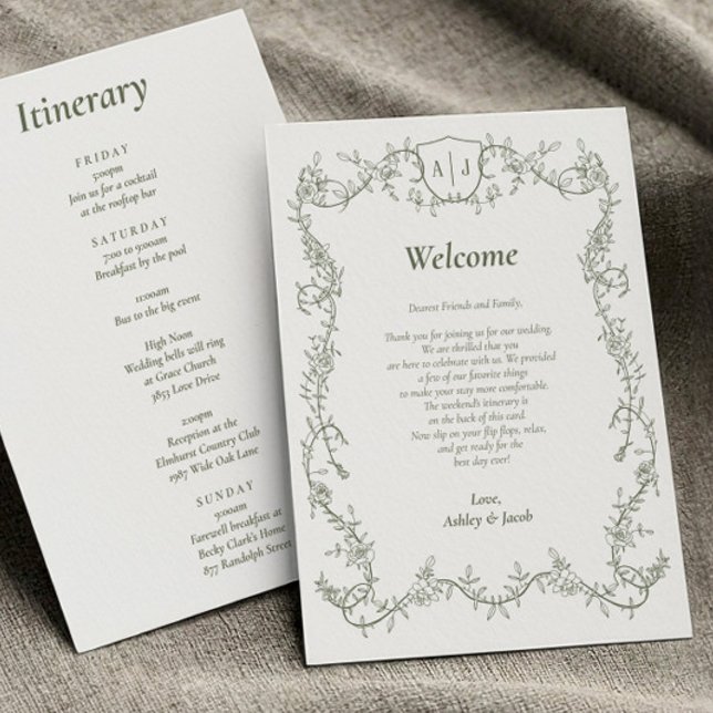 Programa Carta e Itinerario de Boda Botánico Verde Salvia (Subido por el creador)