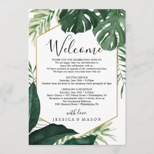 Programa Carta tineraria de bienvenida Boda de Monstera Tro