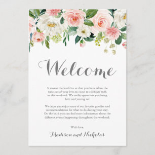 Programa Casillas de bienvenida de Boda de flores blancas r