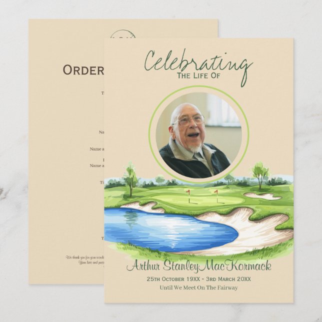 Programa Celebración de Golf Personalizada de Funeral Memor (Anverso / Reverso)