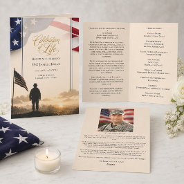 Programa Celebración de la Vida Bandera Americana Funeral M
