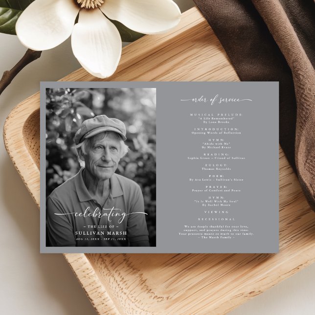 Programa Celebración de la vida | Elegante foto en blanco y (Subido por el creador)