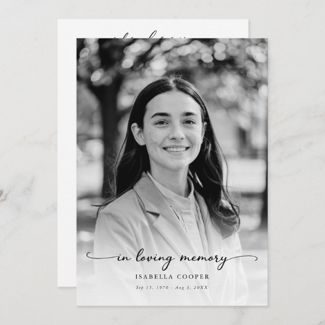 Programa Celebración de la vida Elegante Foto Funeral Memor (Anverso / Reverso)