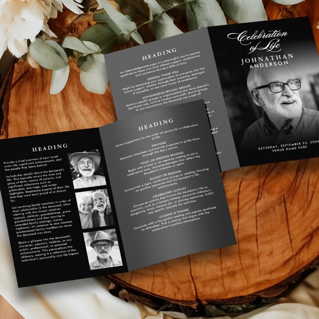 Programa Celebración de la Vida Escritura Elegante Funeral  (Subido por el creador)
