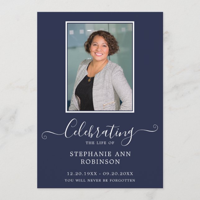 Programa Celebración de la Vida Foto Orden de Servicio Azul (Anverso)