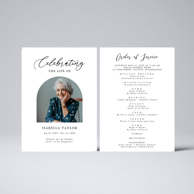 Programa Celebración de la vida Funeral Orden de servicio F (Subido por el creador)
