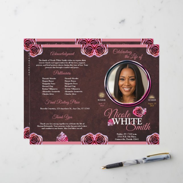 Programa Celebración de la Vida Rose Gold / Cafe (Anverso/Reverso In Situ)