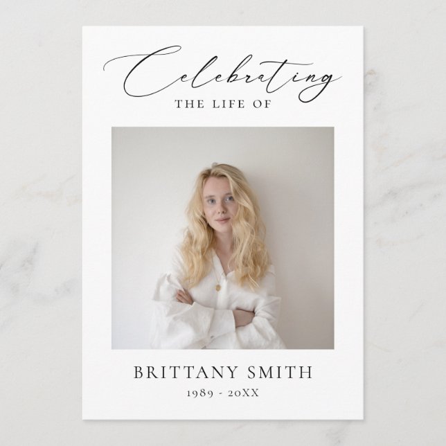 Programa Celebration of Life Modern Memorial Photo Funeral (Anverso)