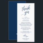 Programa Cena boda, Configuración De Lugar Cartas De agrade<br><div class="desc">Este es el moderno y elegante Navy Blue, el lugar de la cena. Comparte el amor y muestra tu agradecimiento a tus invitados cuando se sientan en su asiento y leen esta encantadora tarjeta de ajuste personalizada. ¡Es una manera maravillosa de empezar tu celebración especial del día! Por favor visite...</div>