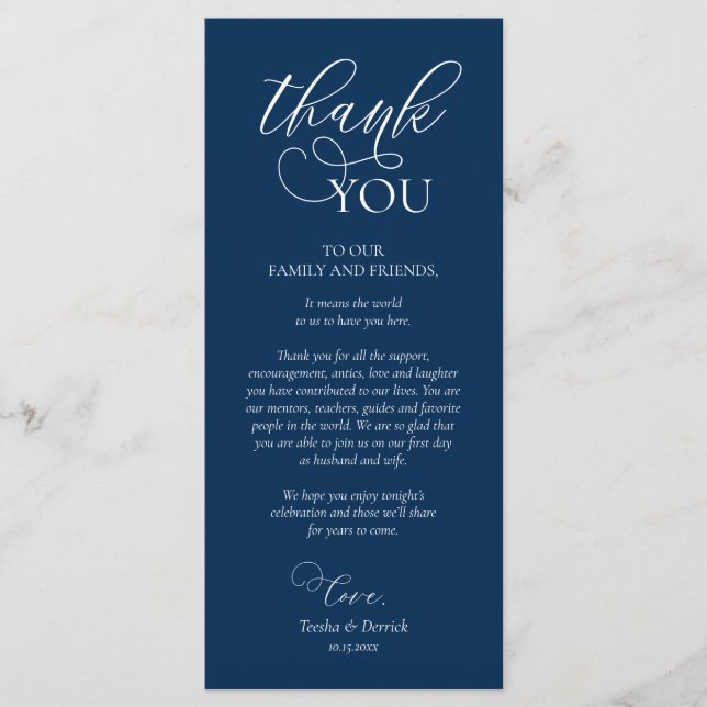 Programa Cena Lugar Gracias, Navy Blue Card (Anverso)