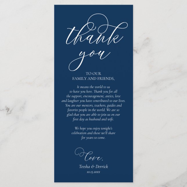 Programa Cena Lugar Gracias, Navy Blue Card (Anverso)