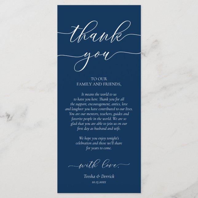 Programa Cena Lugar Gracias, Navy Blue Card (Anverso)