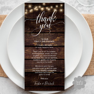 Programa Cena Rústica Boda Gracias por cambiar la carta