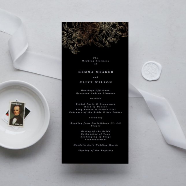 Programa Ceremonia Boda botánico de mano elegante (Subido por el creador)