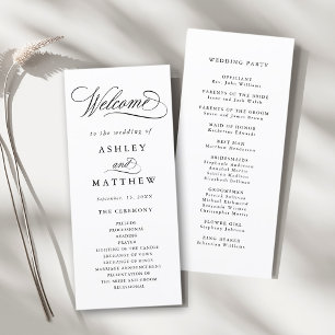 Programa Ceremonia Boda de caligrafía romántica