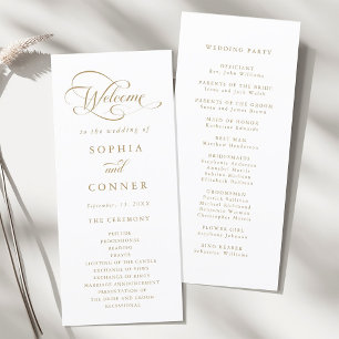 Programa Ceremonia Boda de caligrafía romántica de oro