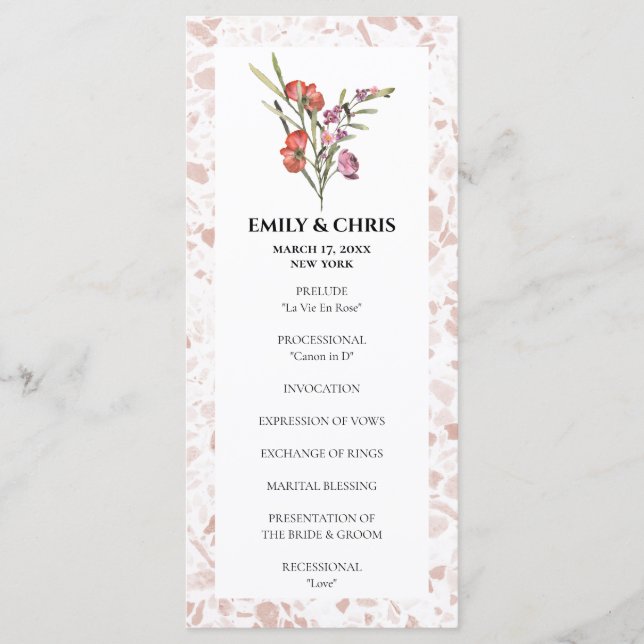 Programa Ceremonia Boda de Eucalipto floral elegante (Anverso)
