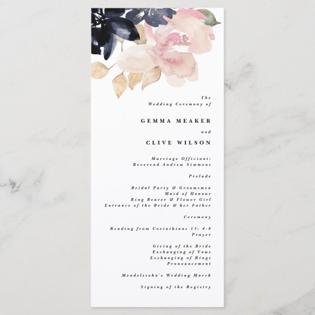 Programa Ceremonia Boda de la Marina Romántica de la Marina (Anverso)