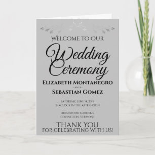 Programa Ceremonia Boda Sencilla Moda Gris Flourish doblada