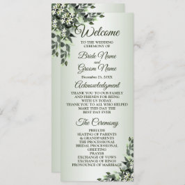 Programa Ceremonia boda Vegetación Floral Eucalyptus Leaves