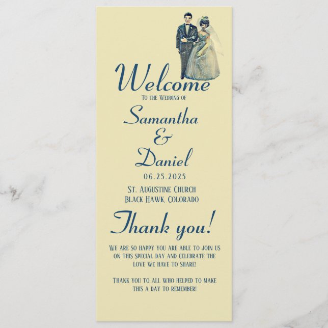 Programa Ceremonia Boda Vintage Bride Groom (Anverso)