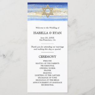 Programa Ceremonia de Bar Mitzvah de Blue Gold David Star