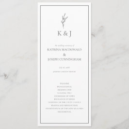 Programa Ceremonia de Boda blanco y negro Minimalista elega