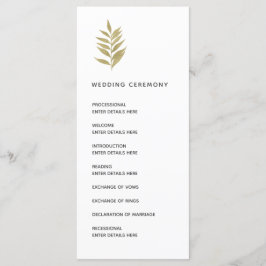 Programa Ceremonia de Boda Botánico Simple Gold Leaf