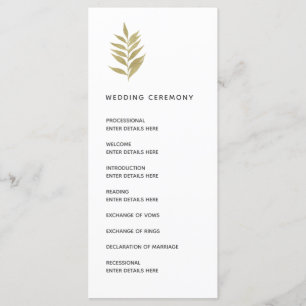 Programa Ceremonia de Boda Botánico Simple Gold Leaf