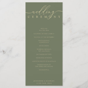 Programa Ceremonia de Boda con Guión de Firma Minimal Sage