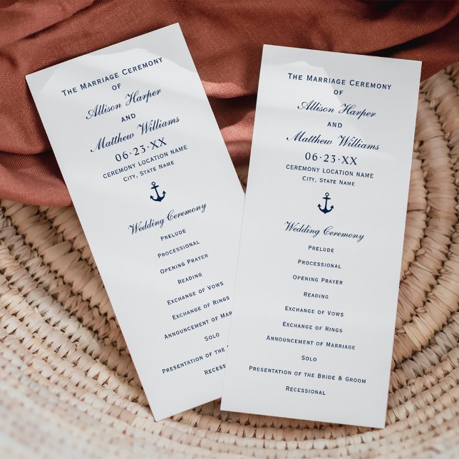 Programa Ceremonia de Boda de Anchor Azul de la Marina Náut (Subido por el creador)
