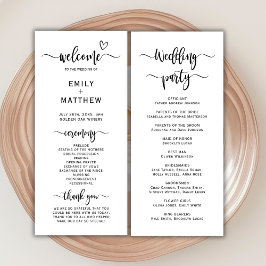 Programa Ceremonia de Boda de caligrafía con guión corto de