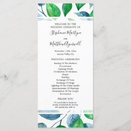 Programa Ceremonia de Boda de color de agua verde