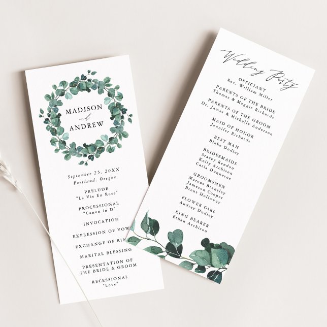 Programa Ceremonia de Boda de Eucalipto Moderno (Subido por el creador)