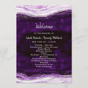 Programa Ceremonia de Boda de Geode púrpura y plateado de A