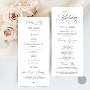 Programa Ceremonia de Boda de Guión Gris de Elegancia Clási